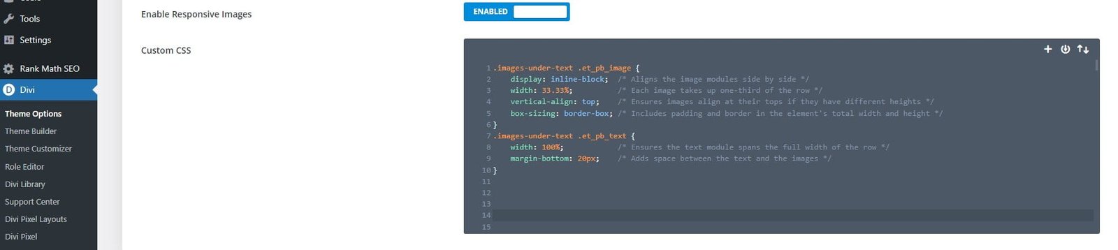 Align Images in a single row in divi