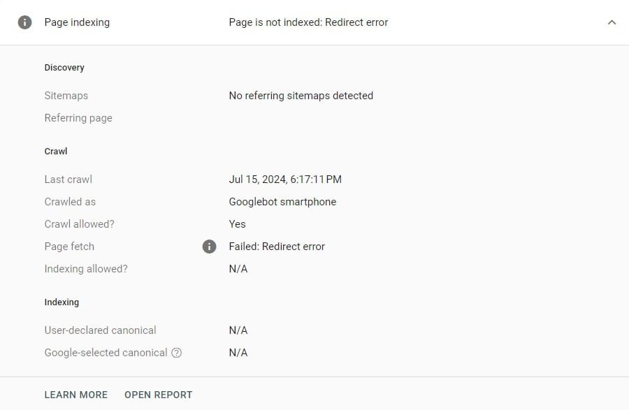 How to Fix “Redirect Error” in Google Search Console