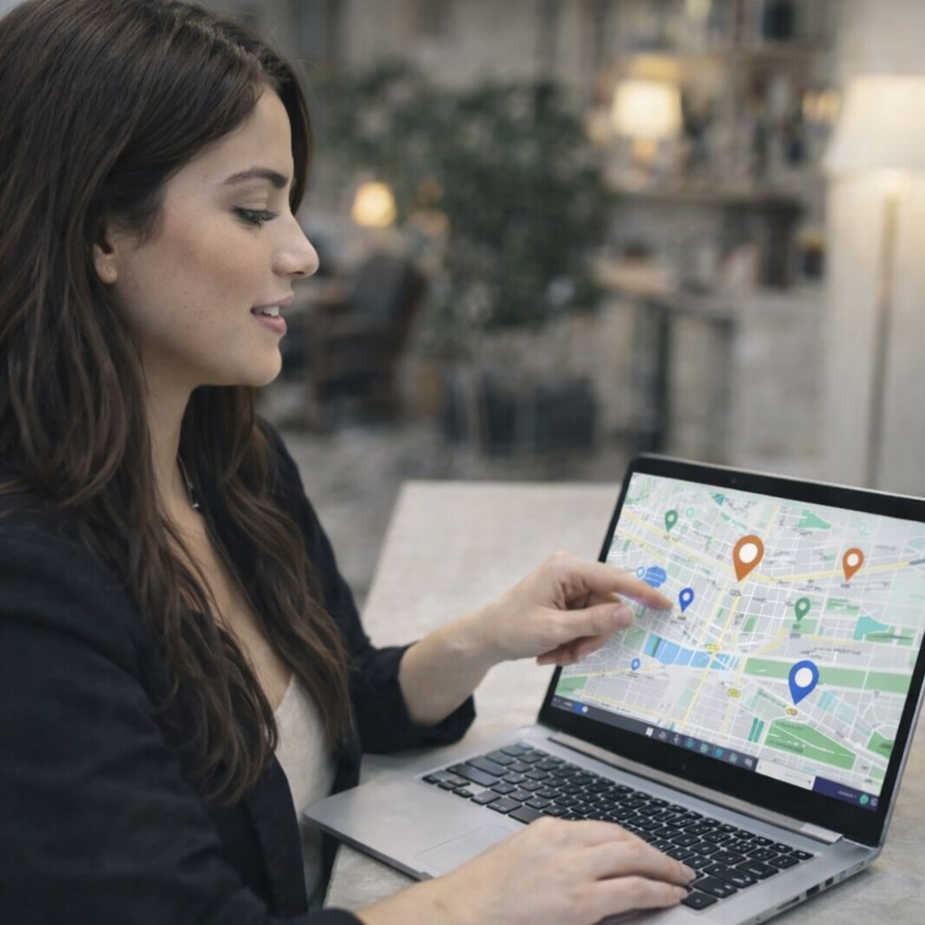 An illustrative photo of a business owner doing local seo sq