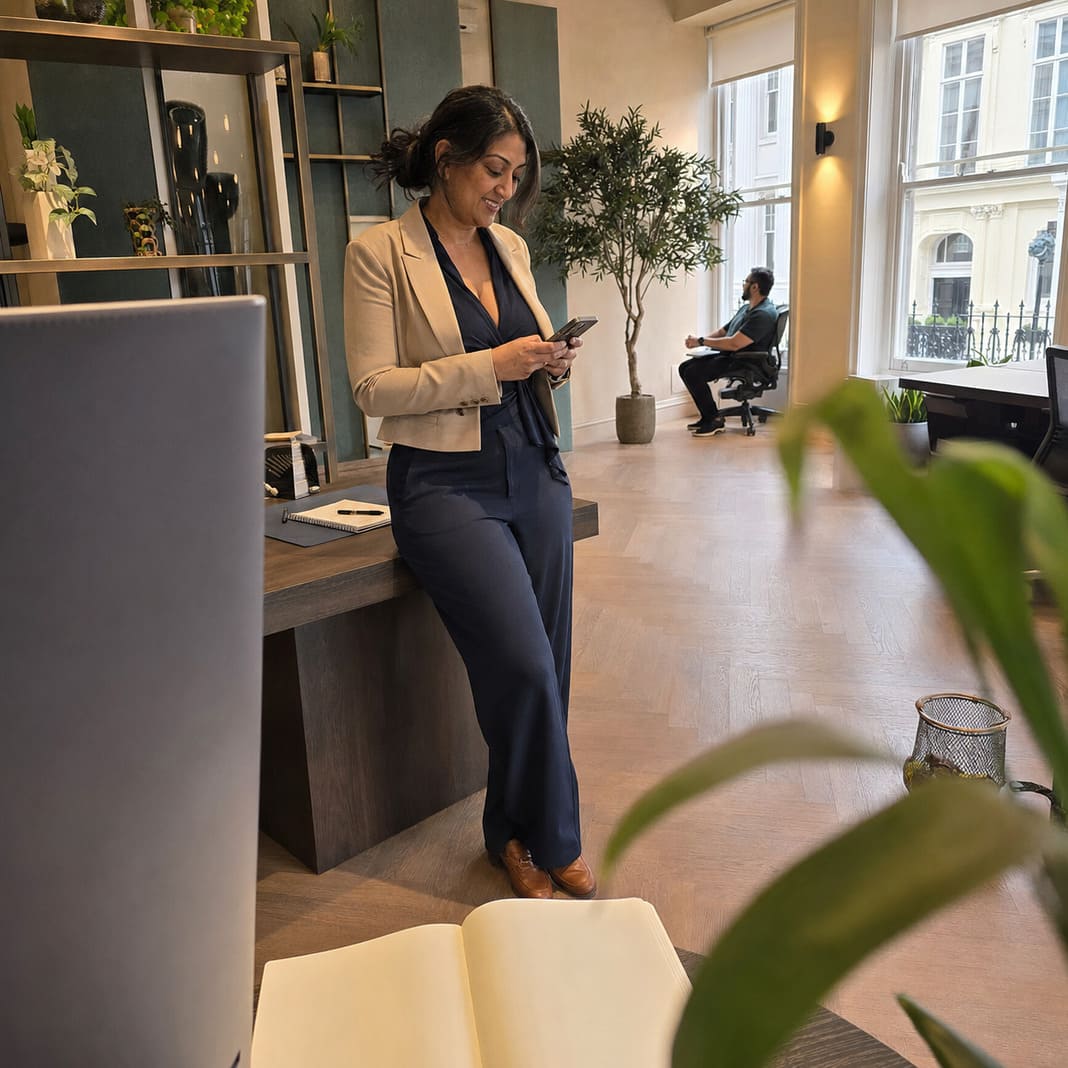 Google Business Profile consultant managing business information on tablet