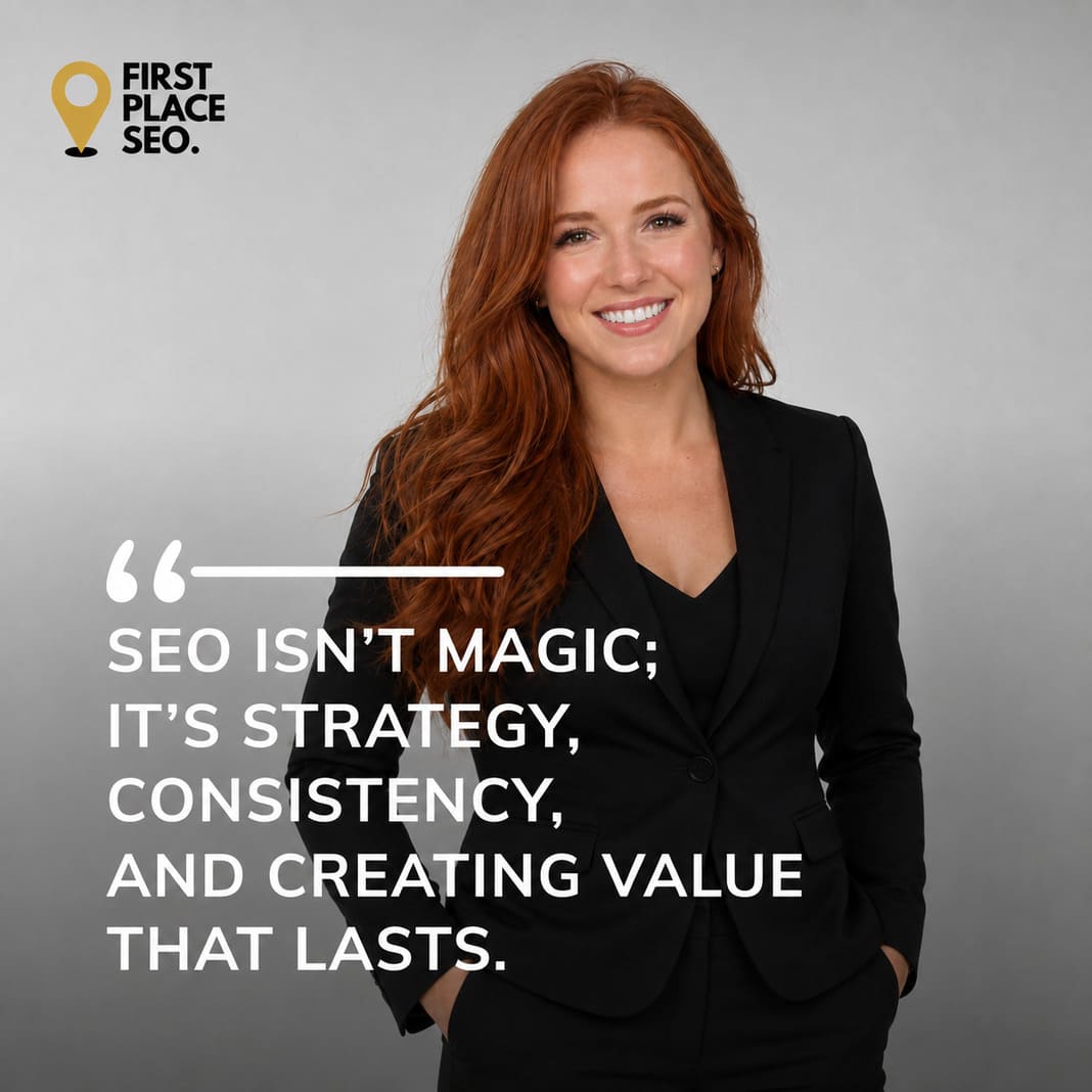 SEO consultant highlighting higher rankings, traffic and sustainable business growth.