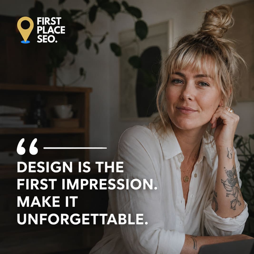 Woman on a call discussing website design in an office.