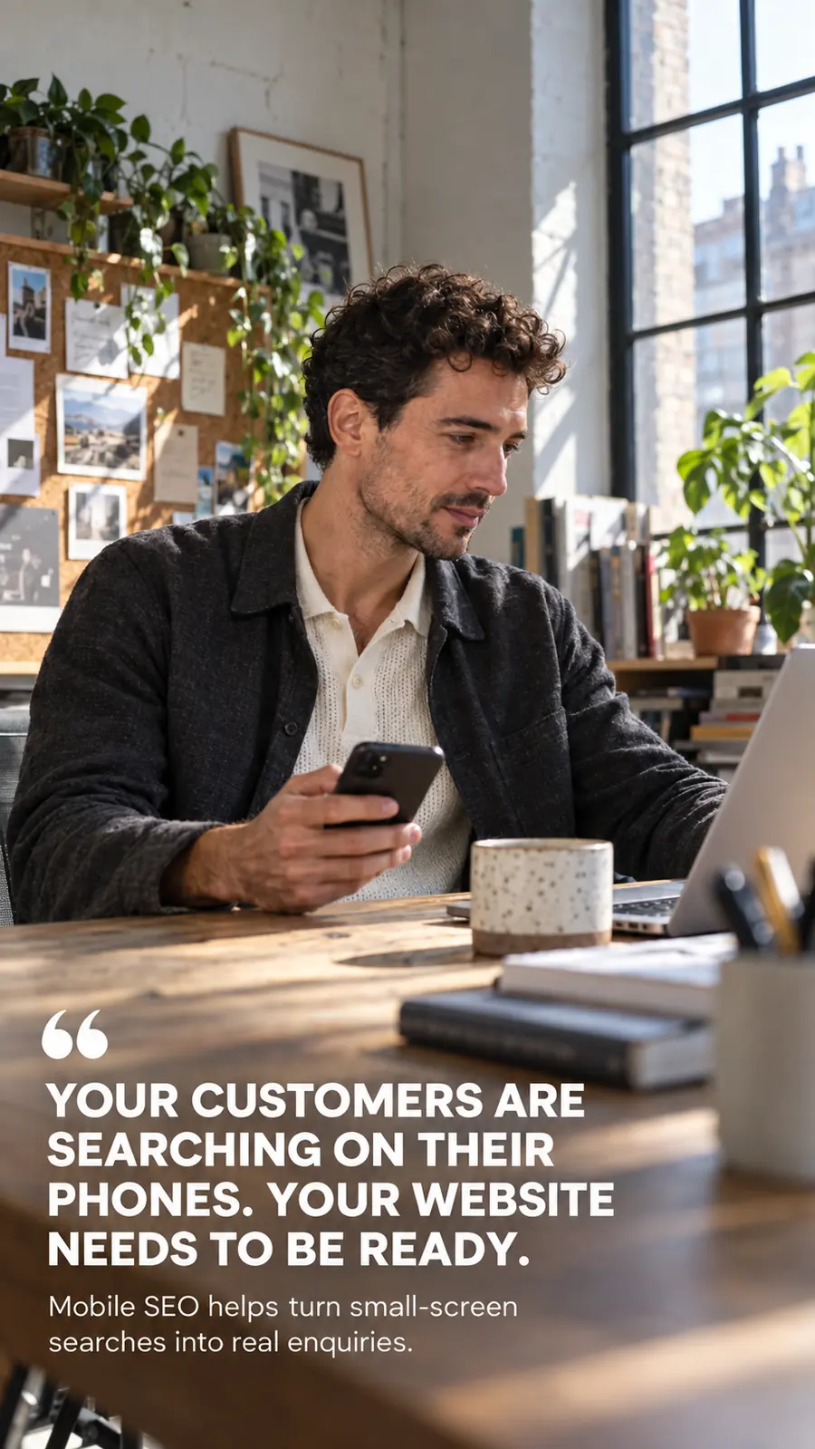Mobile SEO customer searches on smartphone - Illustrative Image